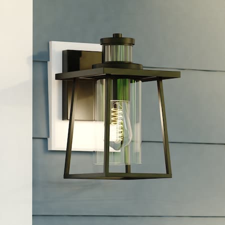 Vaxcel Geneva 7-in. W 1 Light Black Motion Sensor Dusk to Dawn Outdoor Wall Lantern Clear Glass T0729